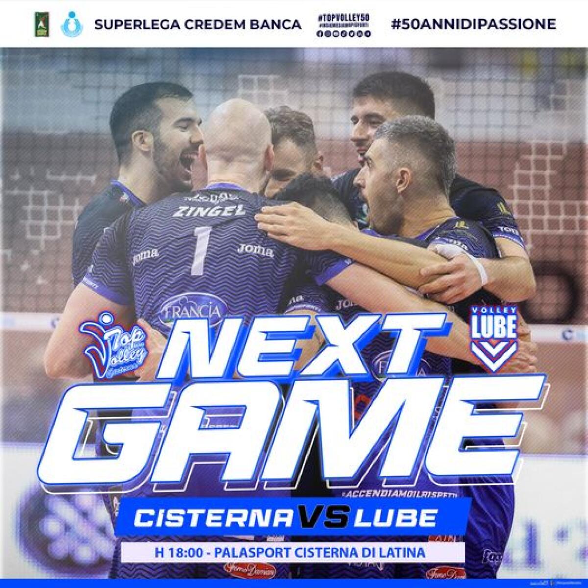 Per la Top Volley Cisterna sfida casalinga contro la Lube Civitanova - 