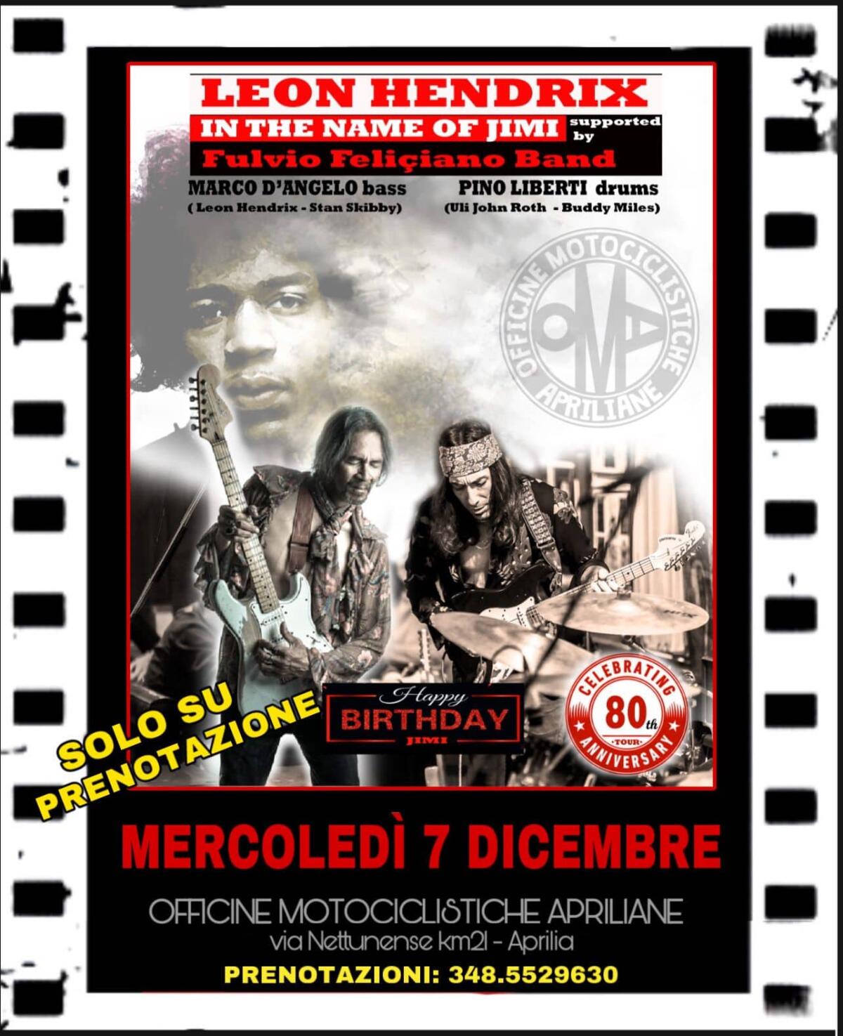 Alle Officine Motociclistiche Apriliane stasera si celebra Jimi Hendrix, con il concerto del fratello Leon ed una mostra. - 