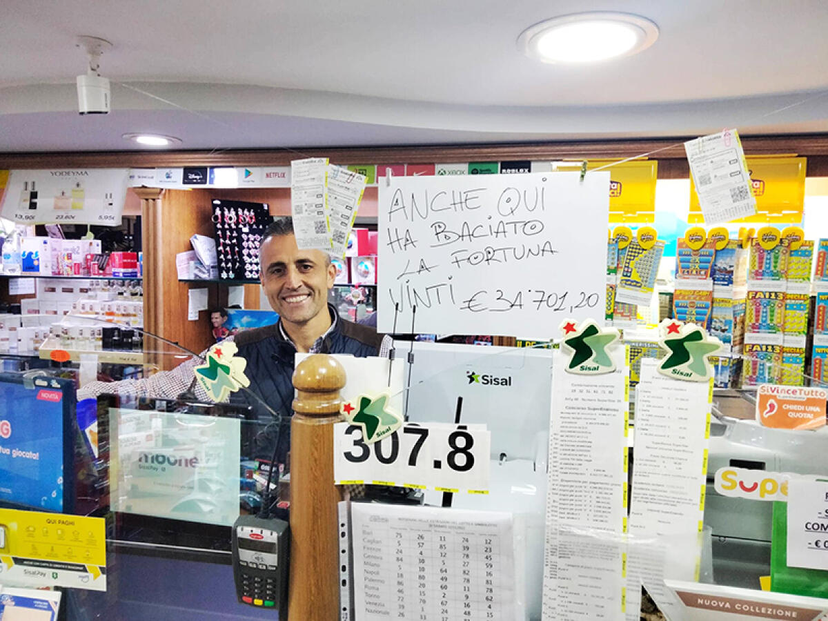 Centrato un “5” al Superenalotto alla tabaccheria di Pietro Focone di Corso della Repubblica, a Latina: vinti oltre 34mila euro. - 