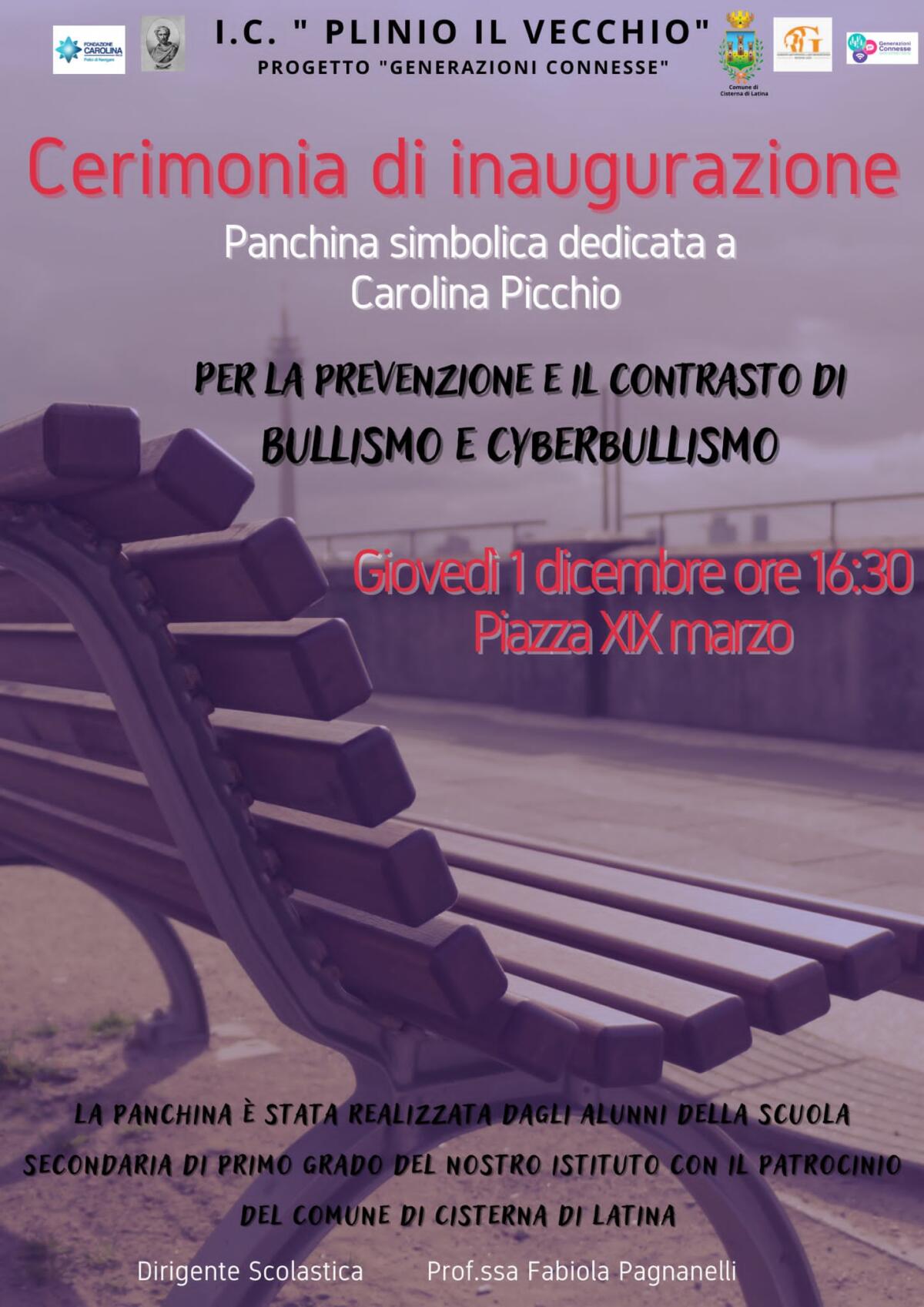 Una panchina gialla dedicata a Carolina Picchio. Giovedì l'inaugurazione - 