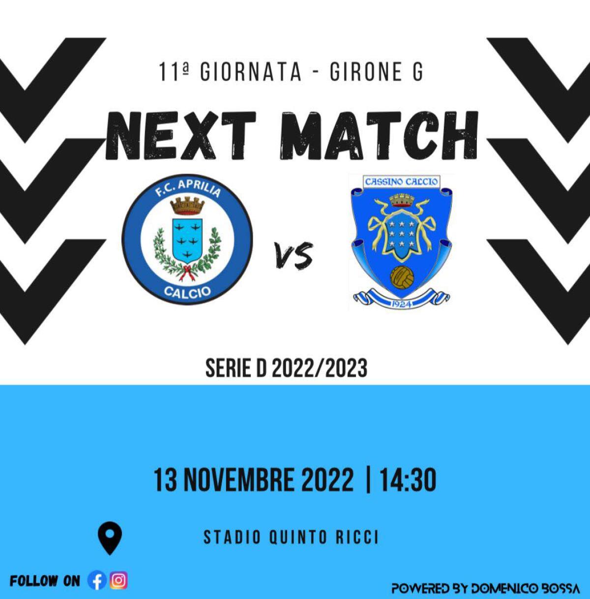 Serie D - L'Aprilia attende il Cassino al Quinto Ricci - 