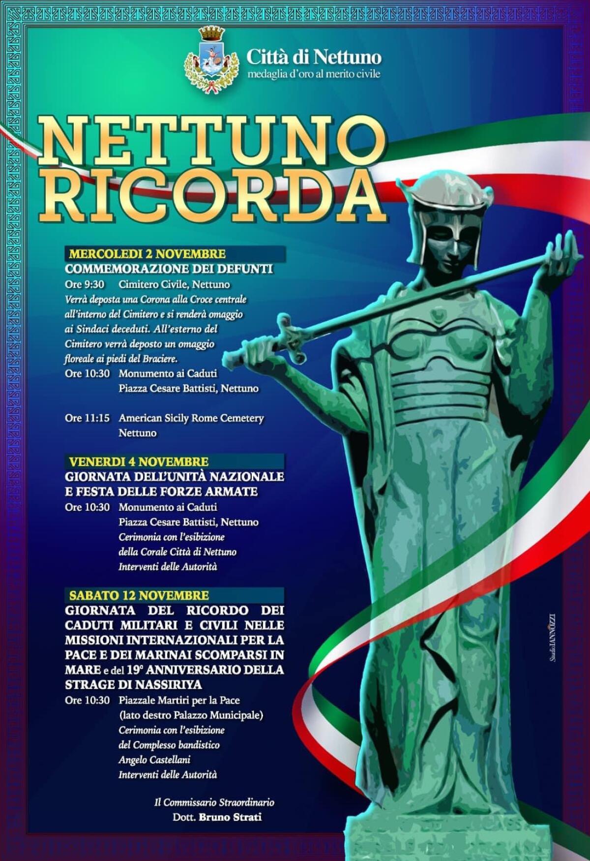Nettuno celebra la Giornata dei Caduti per la Pace. Appuntamento sabato 12 novembre alle 10.30 - 