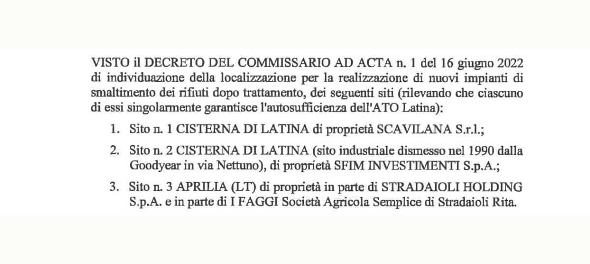 Discariche ad Aprilia e Cisterna, la Provincia dice sì alla valutazione ambientale - 