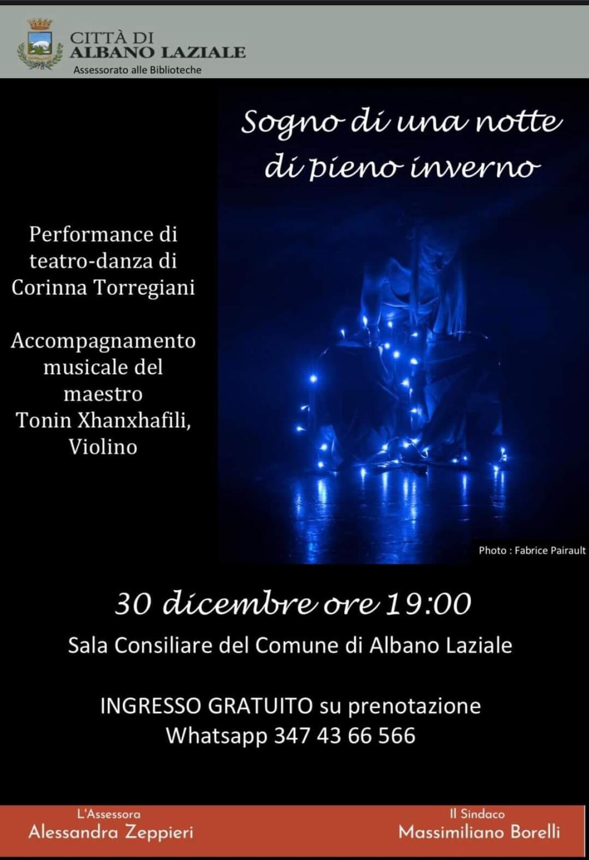 Performance di teatro-danza questa sera nella Sala Nobile di Palazzo Savelli, ad Albano. - 