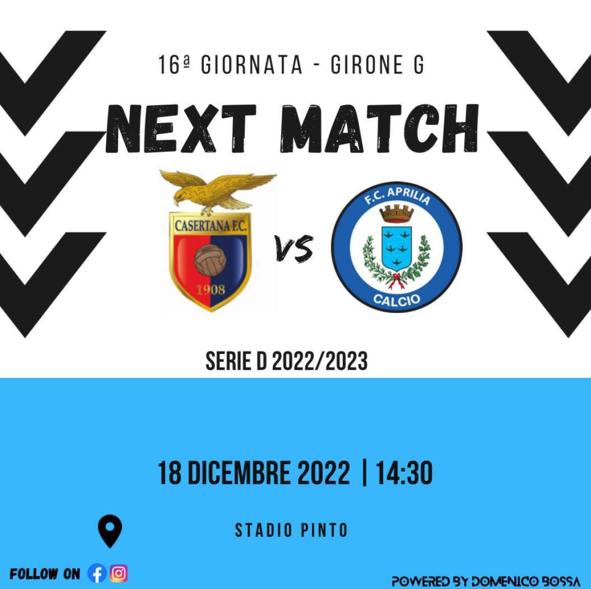 Calcio di serie D, l’Aprilia fa visita alla Casertana. Pomezia-Paganese a porte chiuse. - 