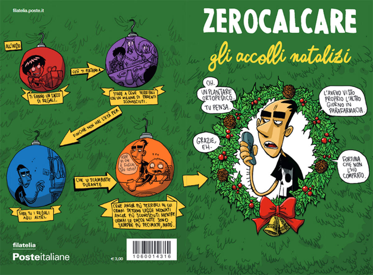 Il biglietto di auguri disegnato da Zerocalcare anche negli 8 Uffici Postali con sportello filatelico della provincia di Latina. - 