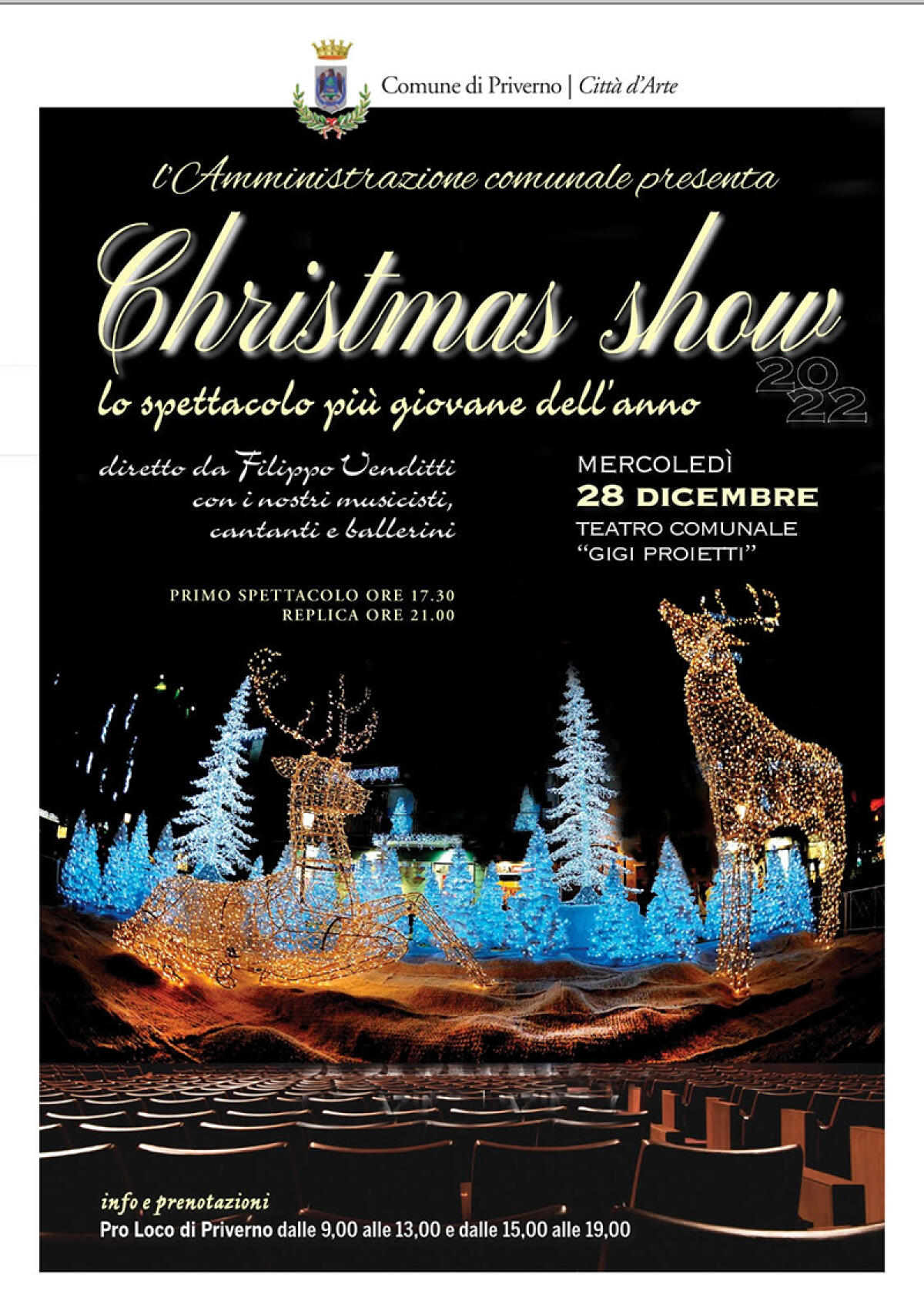 “Christmas Show” oggi al Teatro “Gigi Proietti” di Priverno, con un doppio appuntamento. - 