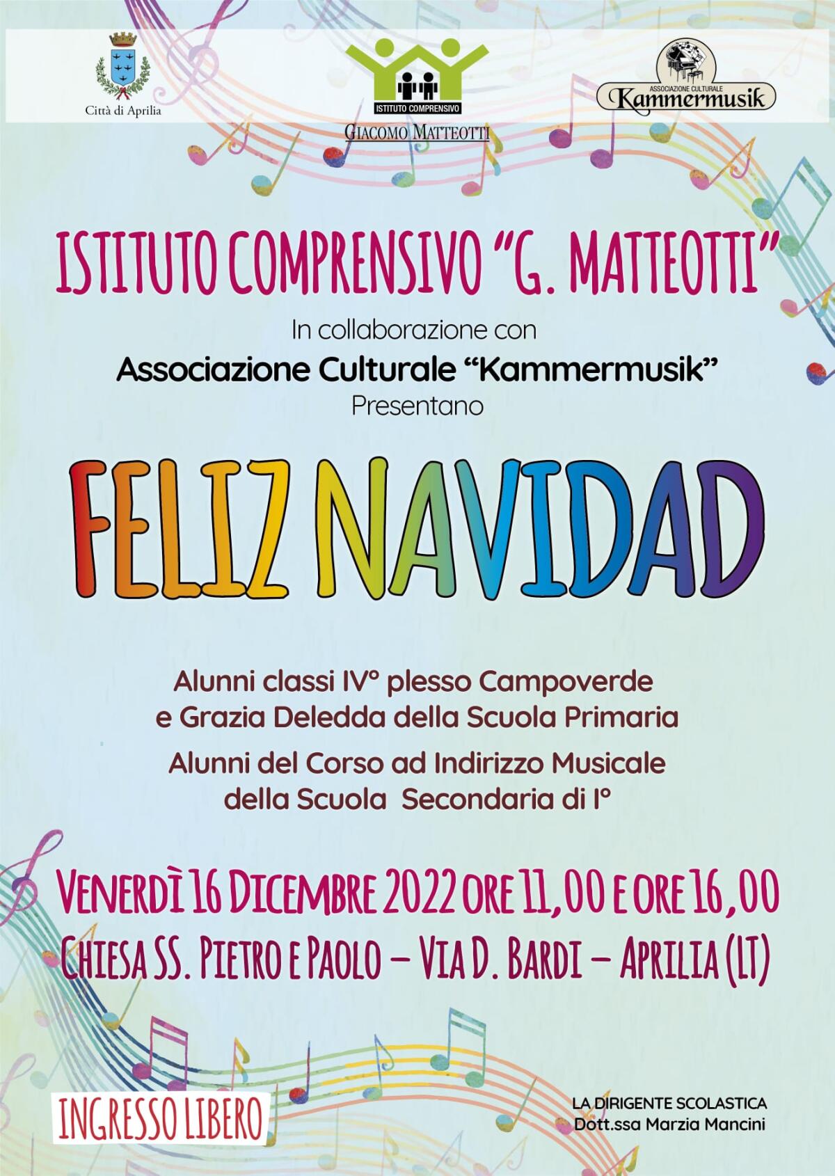 Aprilia, dopo due anni di pandemia torna il concerto di Natale dell’istituto Matteotti - 