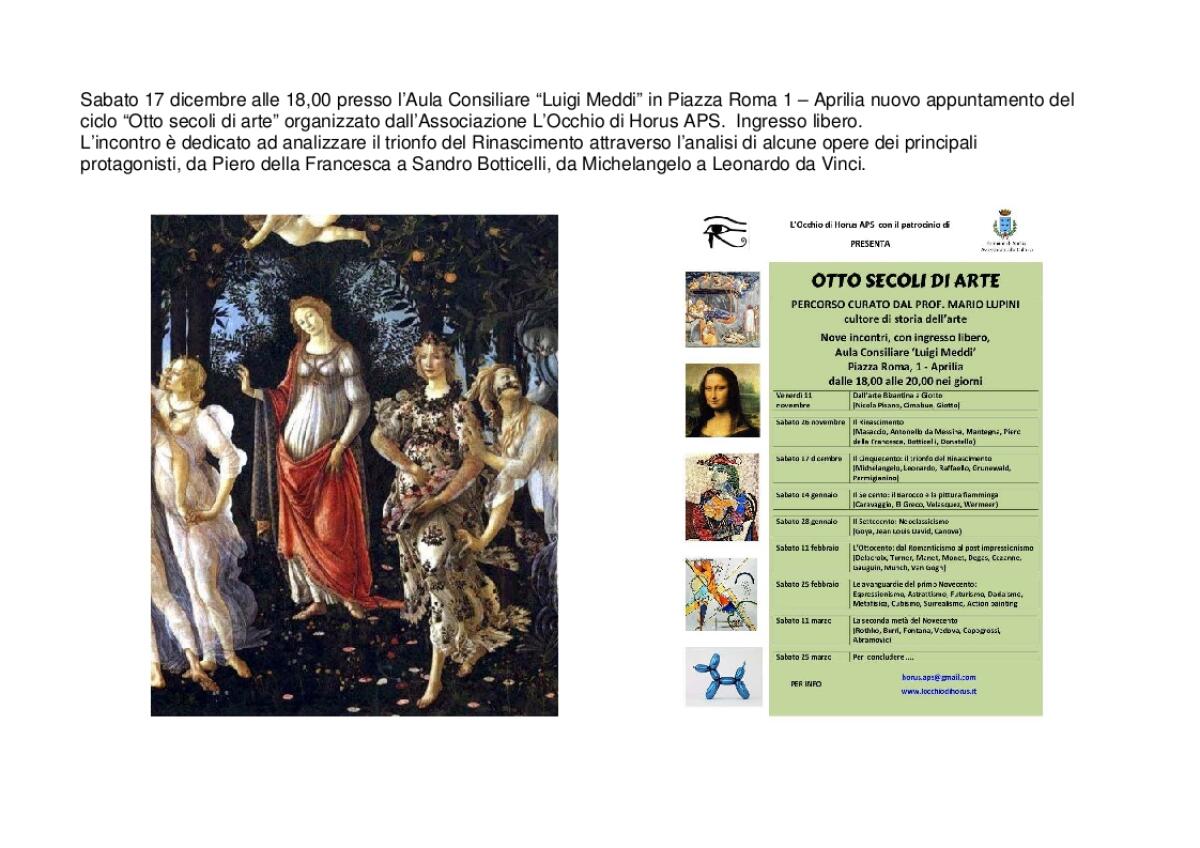 Ad Aprilia il ciclo “Otto secoli di arte”, si parte questo sabato - 