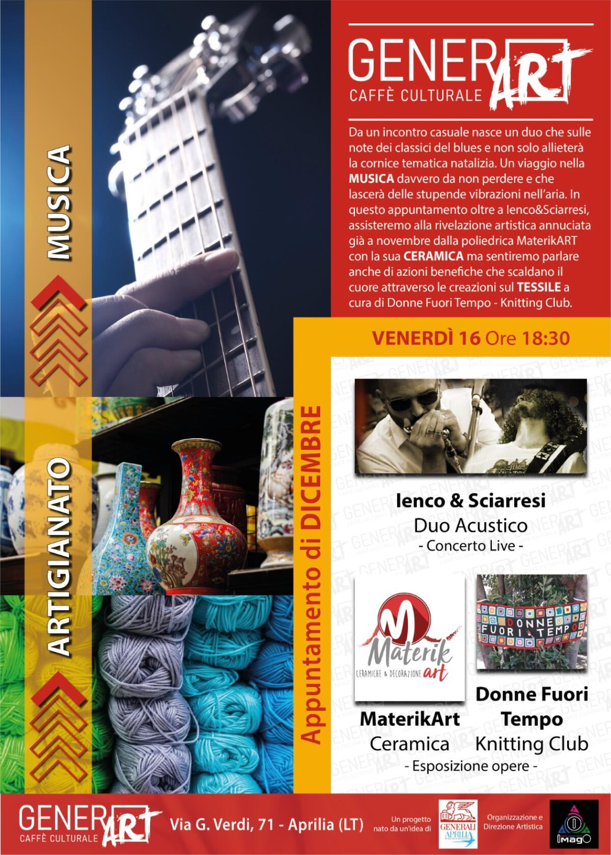 Questo venerdì per la rassegna “GenerArtAprilia” la musica di Ienco&Sciarresi e la poliedrica MaterikART. - 