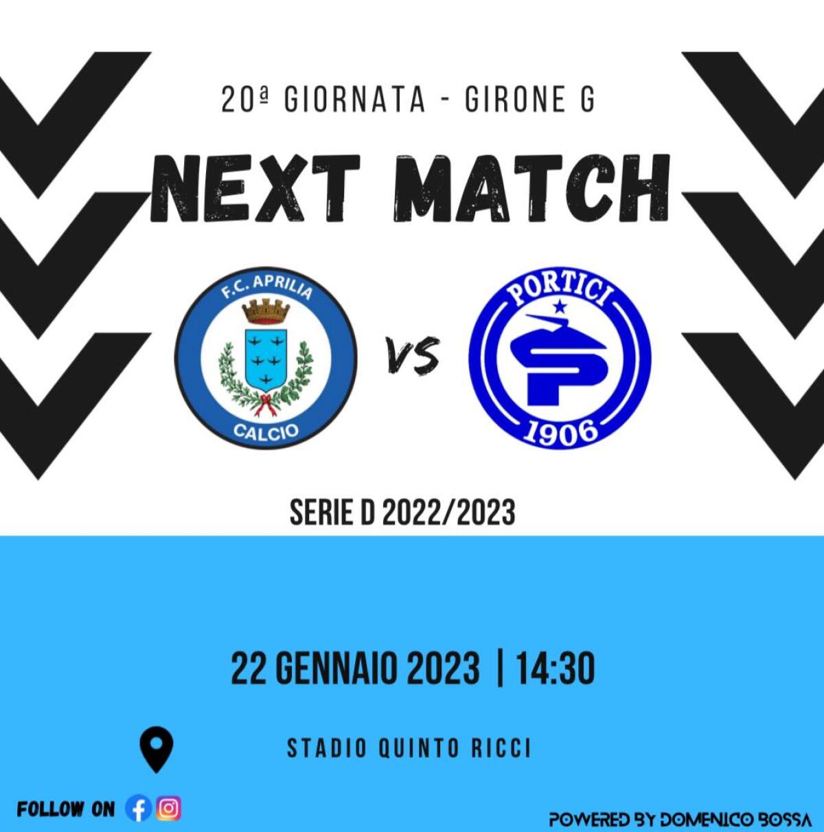 Calcio di serie D, girone G: questa domenica al Quinto Ricci di Aprilia arriva il Portici. - 