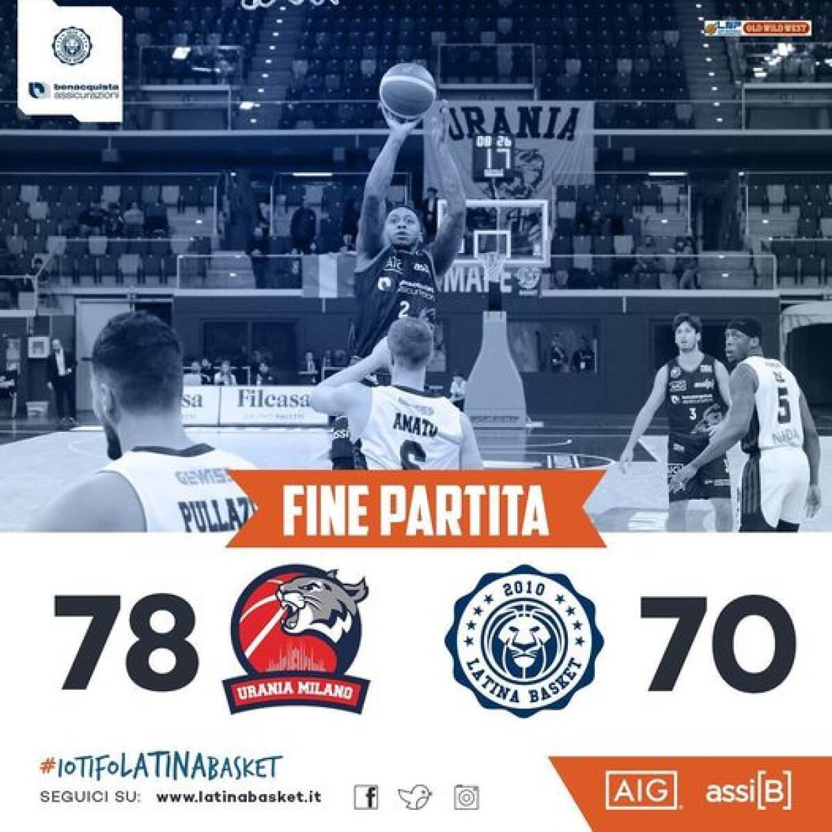 Basket A2 maschile: sconfitta del Latina Basket sul campo dell'Urania Milano. Domenica arriva Treviglio. - 