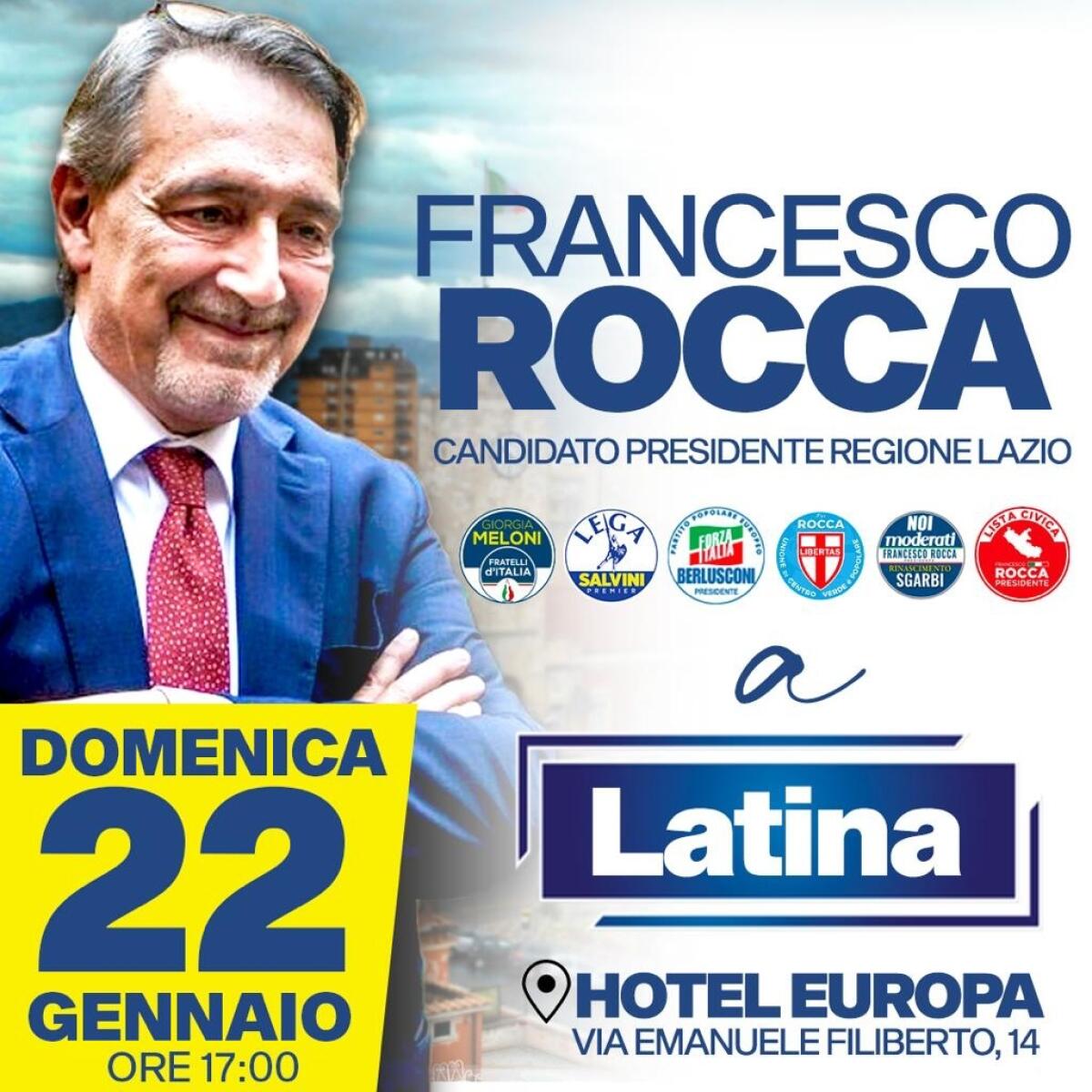 Il candidato alla Presidenza della Regione, Rocca, a Latina per presentare i candidati della coalizione di centrodestra. - 