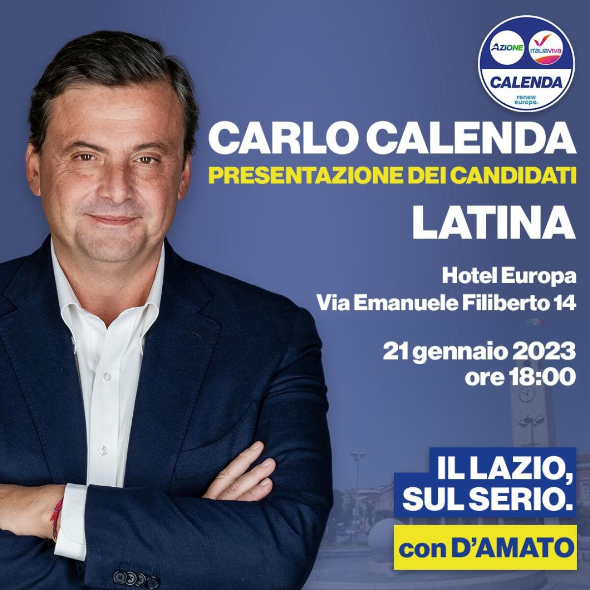 Carlo Calenda oggi a Latina per presentare i candidati del Terzo Polo della provincia. - 