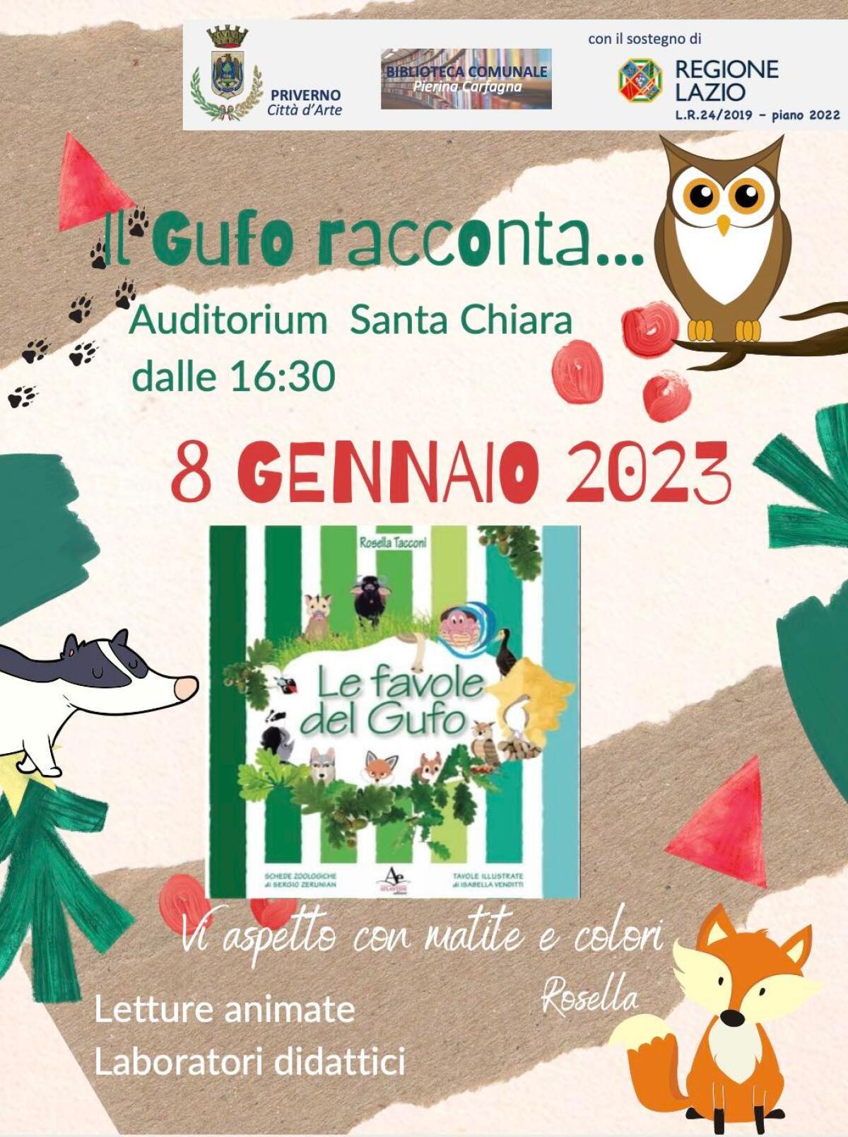 “Le Favole Del Gufo”: letture animate e laboratori didattici a Priverno. - 