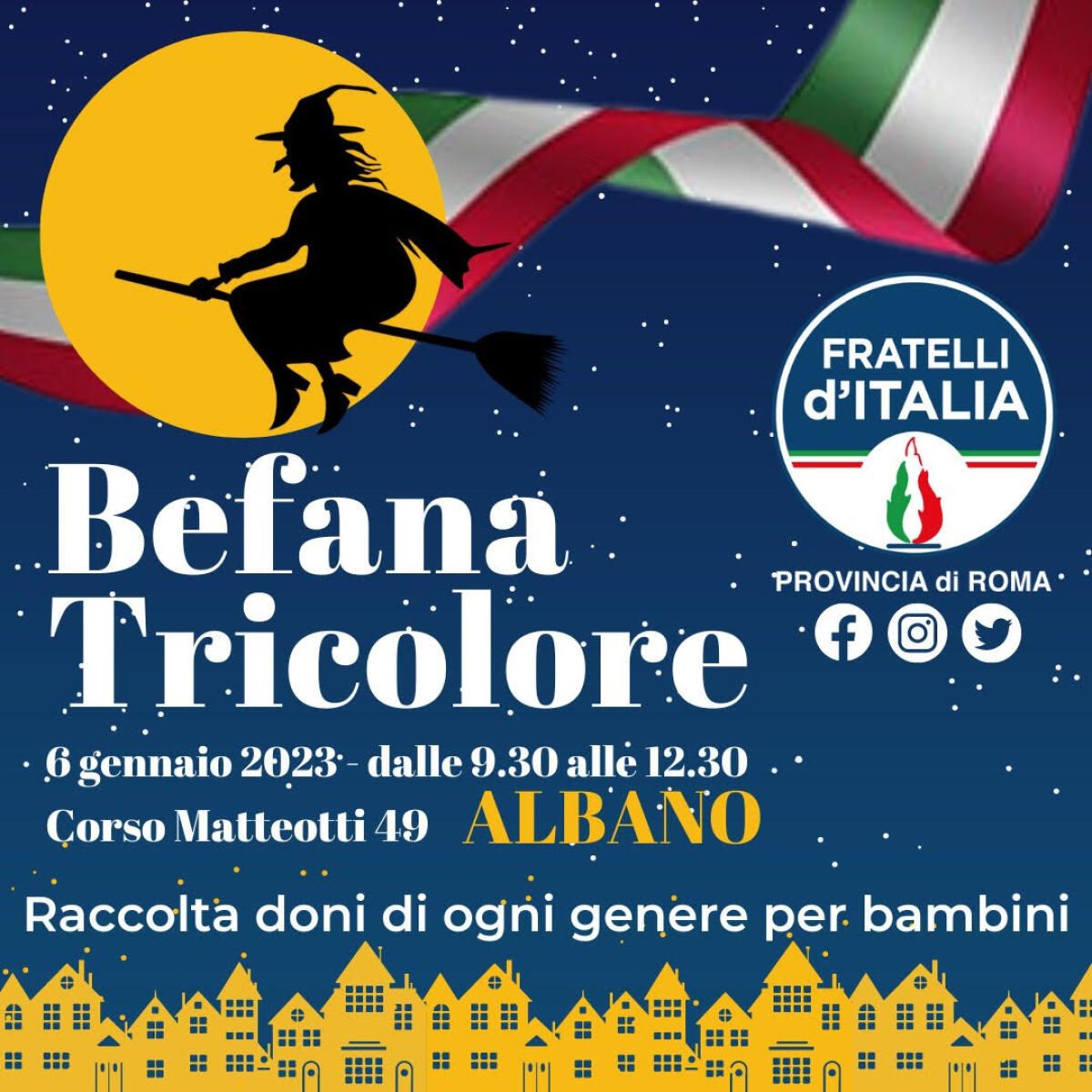 Befana Tricolore ad Albano, un’iniziativa solidale di Fratelli d’Italia rivolta ai bambini. - 