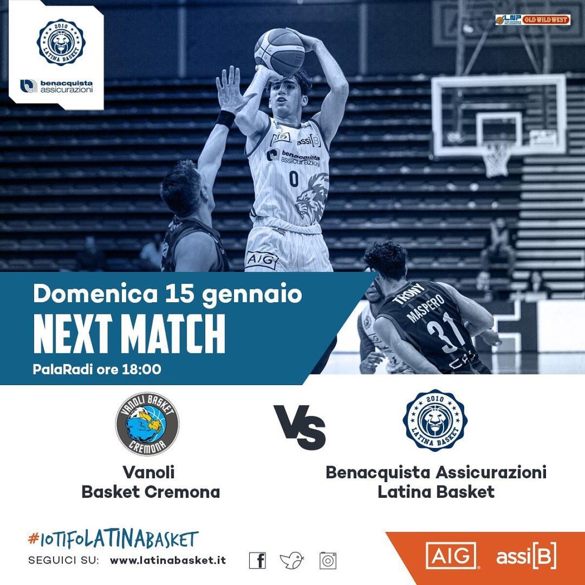 Basket A2 maschile: il Latina questa domenica affronta la Vanoli Cremona. - 