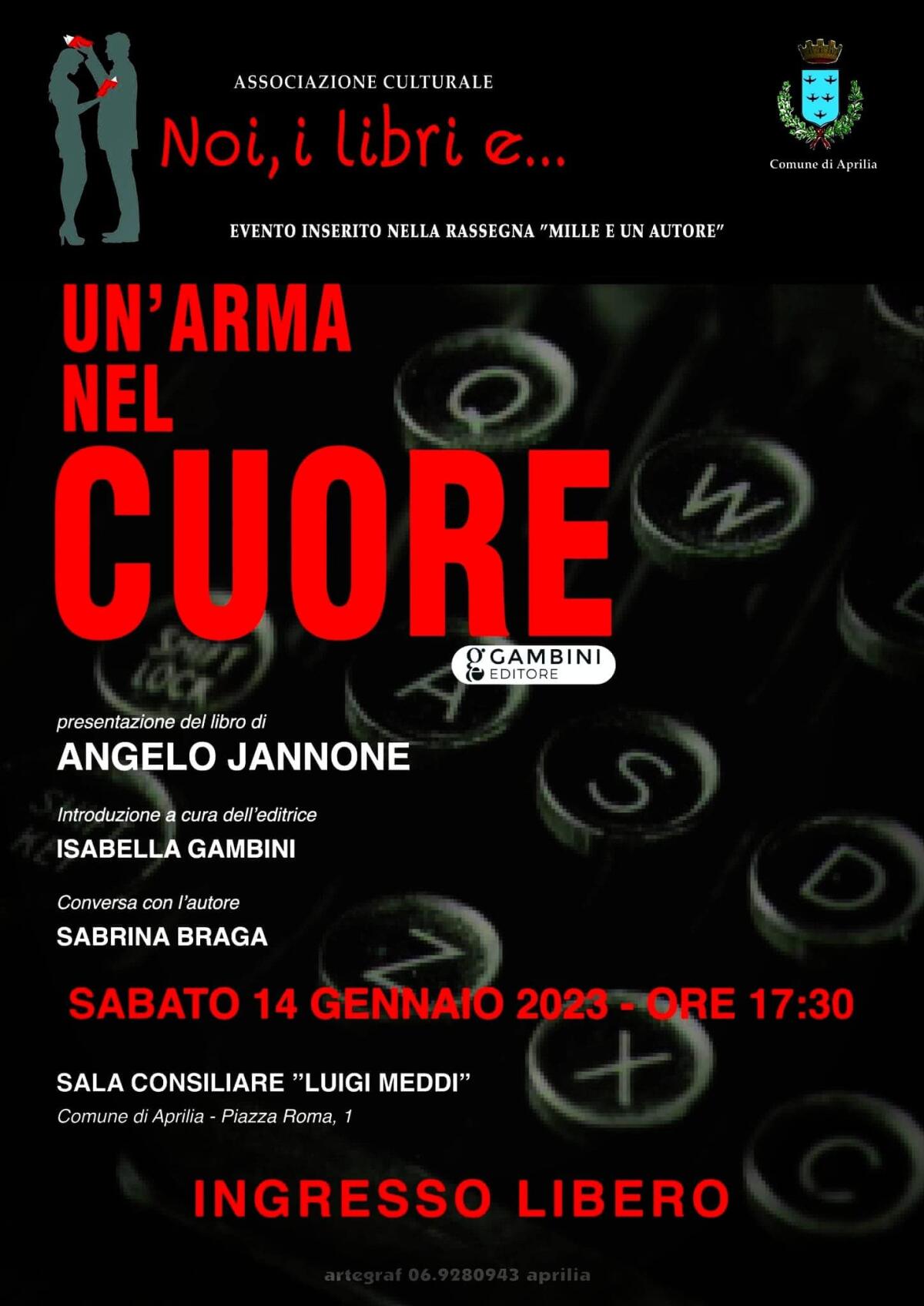 Rassegna "Mille e un autore": ad Aprilia la presentazione del libro di Angelo Jannone. - 