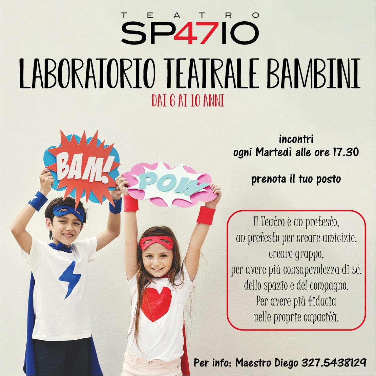 Partono al Teatro Spazio 47 di Aprilia i laboratori teatrali per bambini e ragazzi. - 