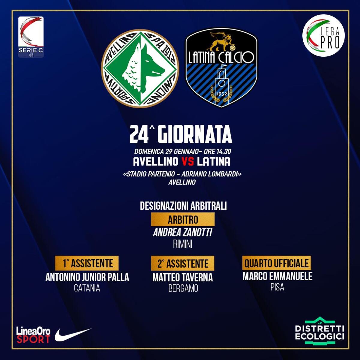 Calcio di Lega Pro: il Latina questa domenica al Partenio Lombardi affronta l’Avellino. - 