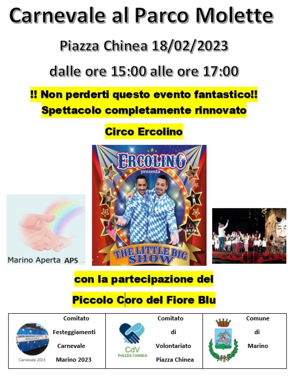 Il Piccolo Coro del Fiore Blu in concerto per il Carnevale a Castelluccia, a Marino. - 