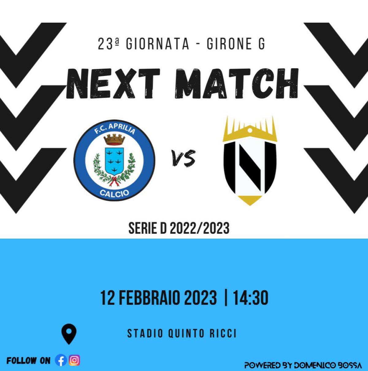 <strong>Calcio di serie D</strong>: al “Quinto Ricci” l’Aprilia alla ricerca dei 3 punti contro il Nola. - 