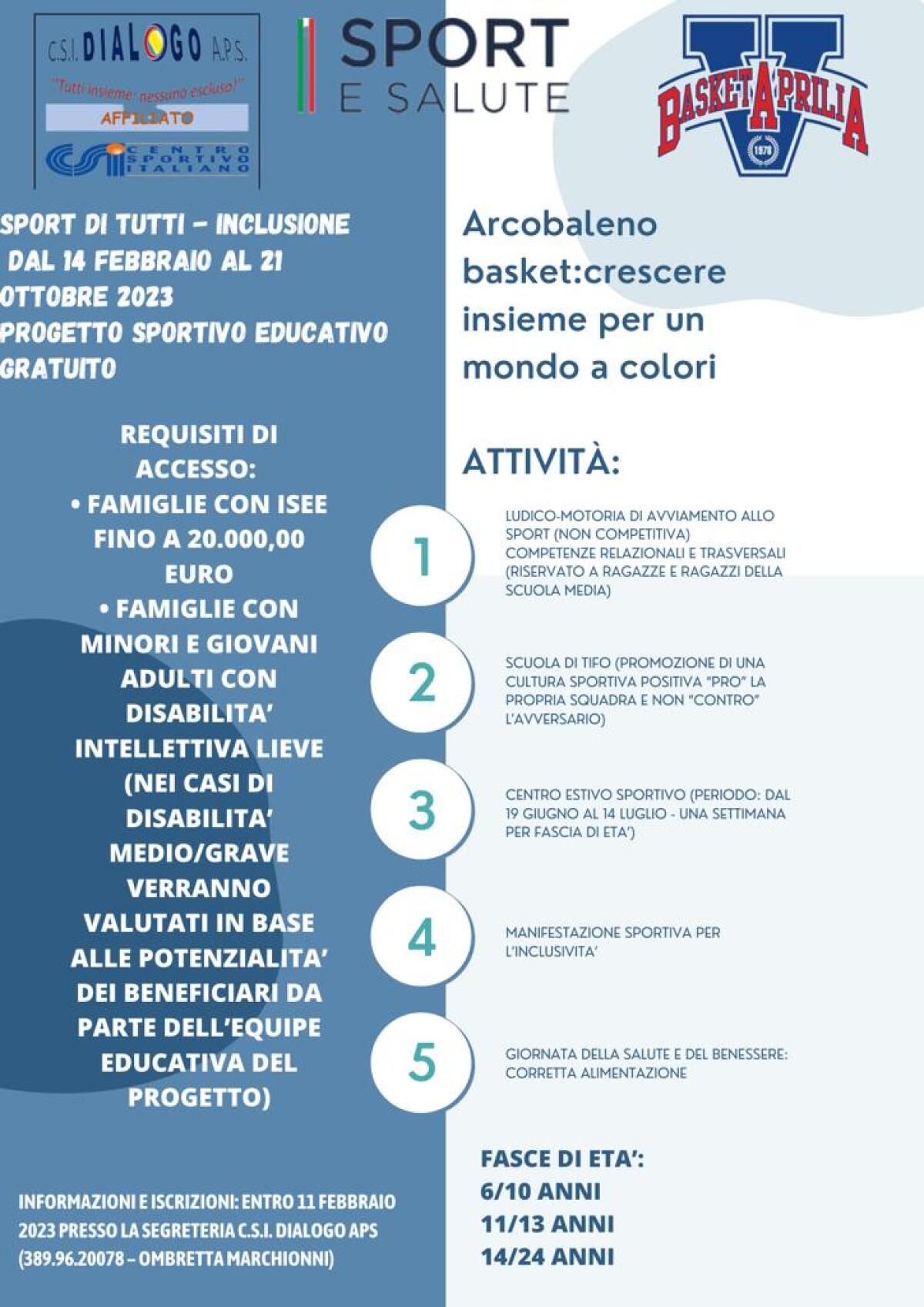 “Salute e sport”, il progetto ad Aprilia insieme alla Virtus Basket - 