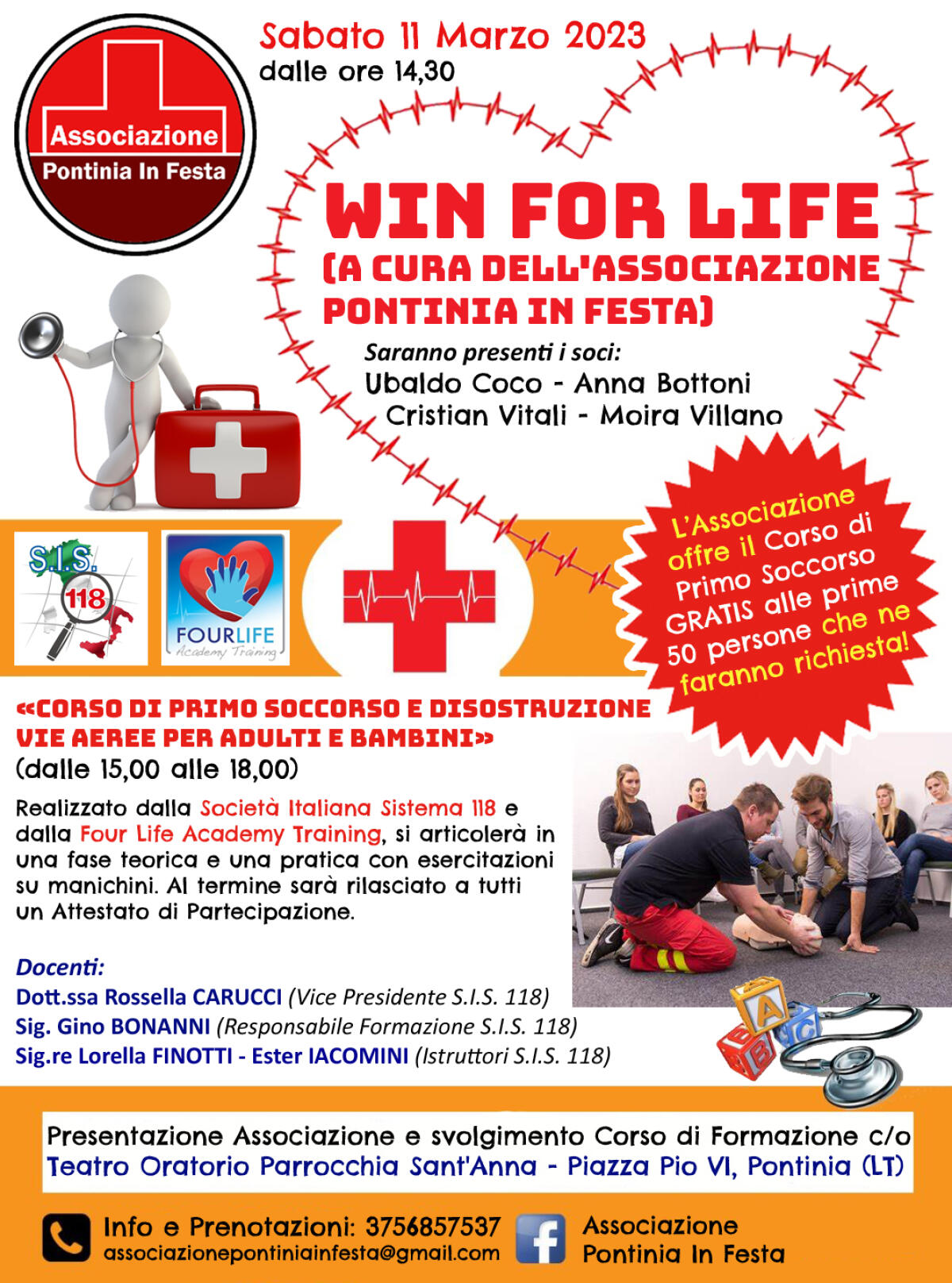 Pontinia - Primo soccorso e tecniche di disostruzione con Win for Life - 