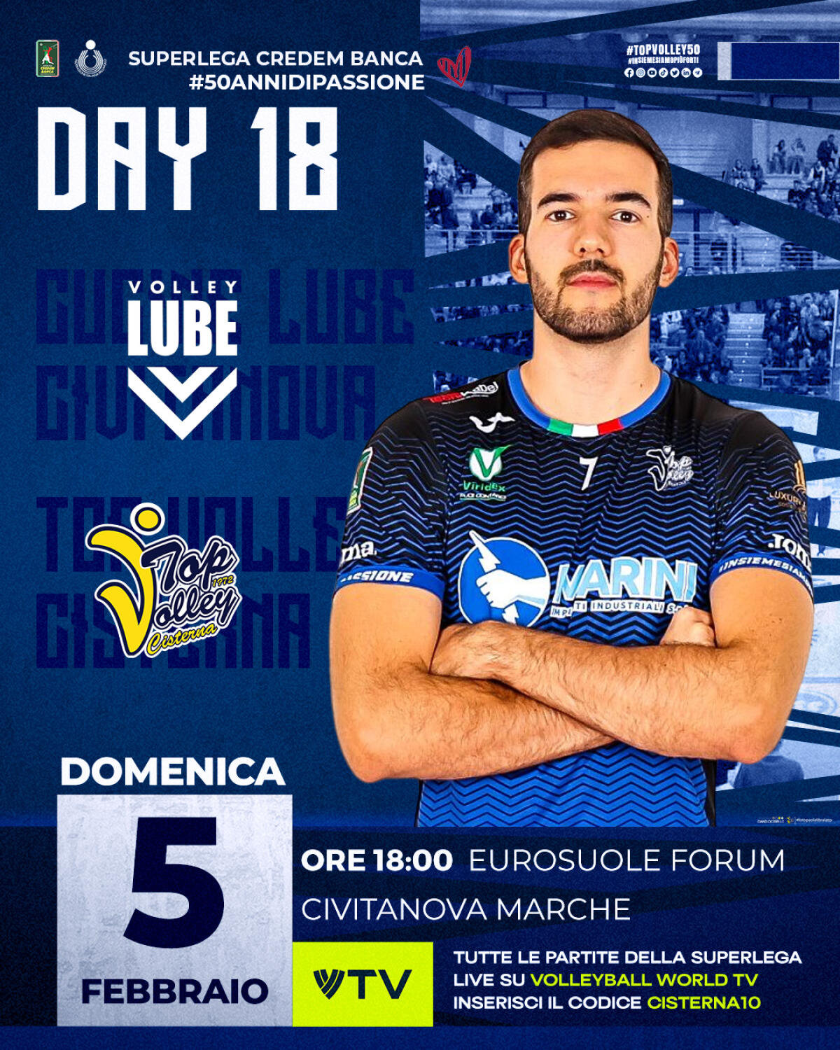 Superlega, grande sfida per la Top Volley Cisterna in casa dei campioni d’Italia della Lube. - 