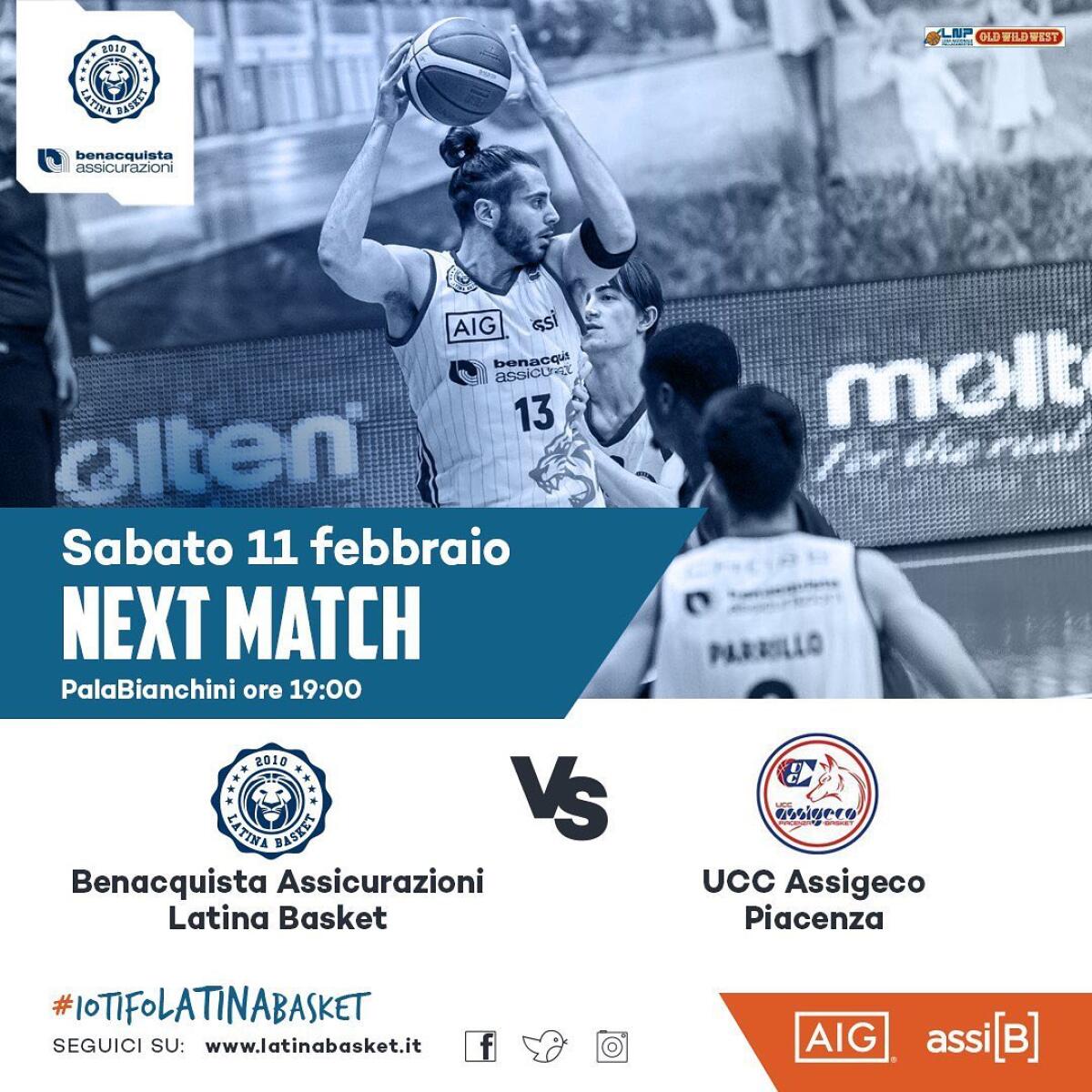 <strong>Basket A2 maschile: </strong>in scena al PalaBianchini l’anticipo del Latina contro Piacenza. Sfida importantissima. - 