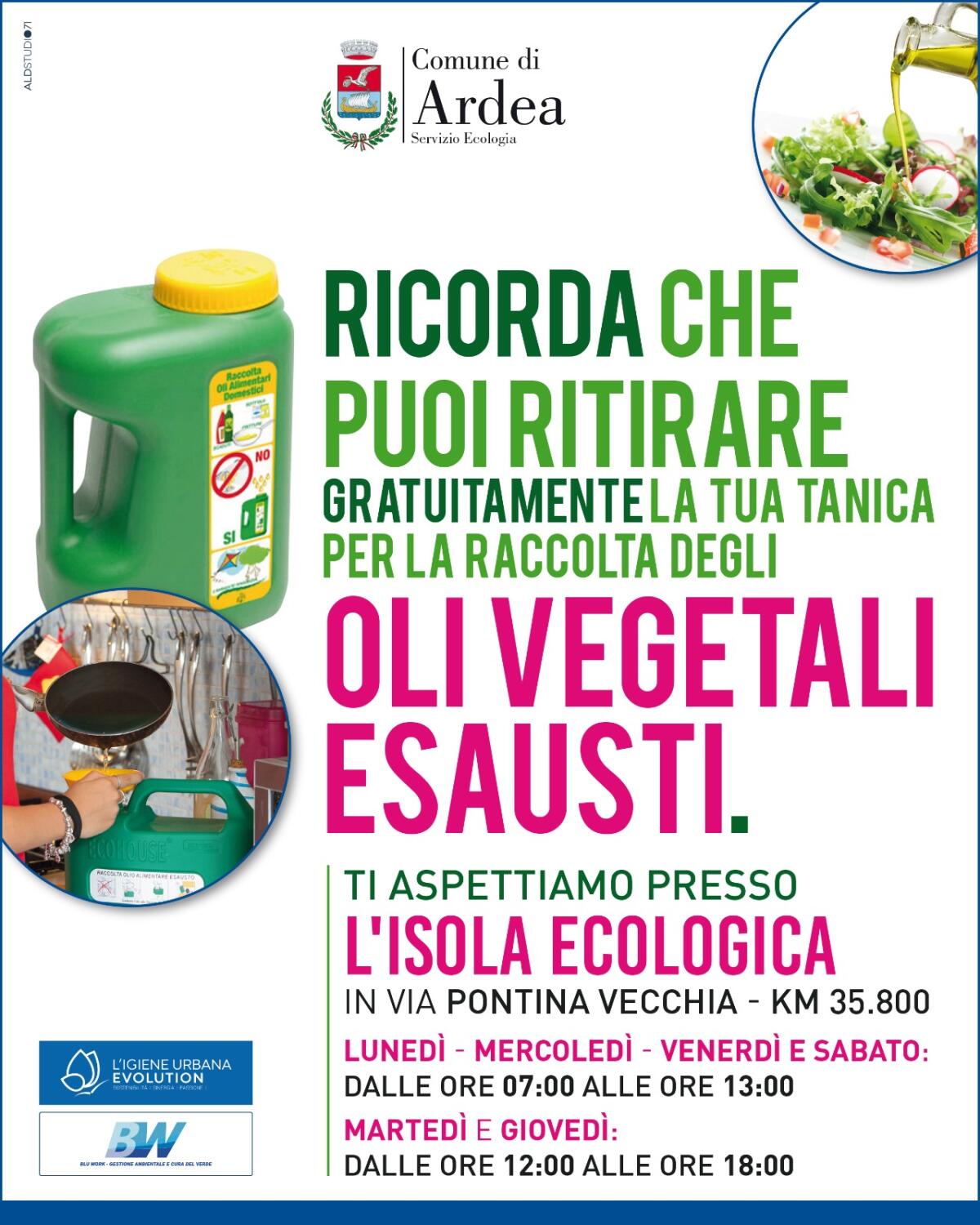 Oli vegetali esausti: ad Ardea arrivano i contenitori per smaltirli correttamente. - 