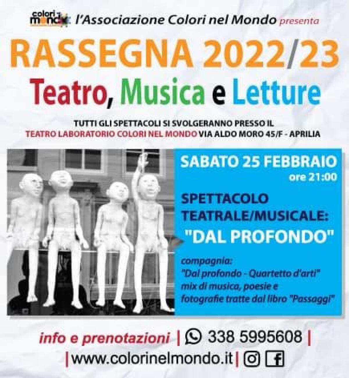 Musica,Teatro e Letture: ad Aprilia lo spettacolo "Dal profondo" - 