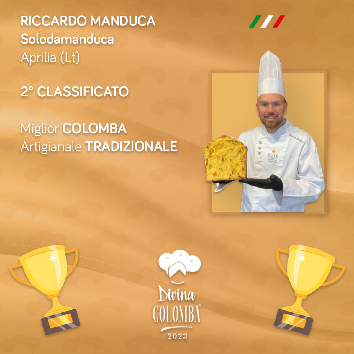 APRILIA - Riccardo Manduca conquista il secondo posto per la “Miglior Colomba Artigianale Tradizionale” al concorso “Divina Colomba”. - 