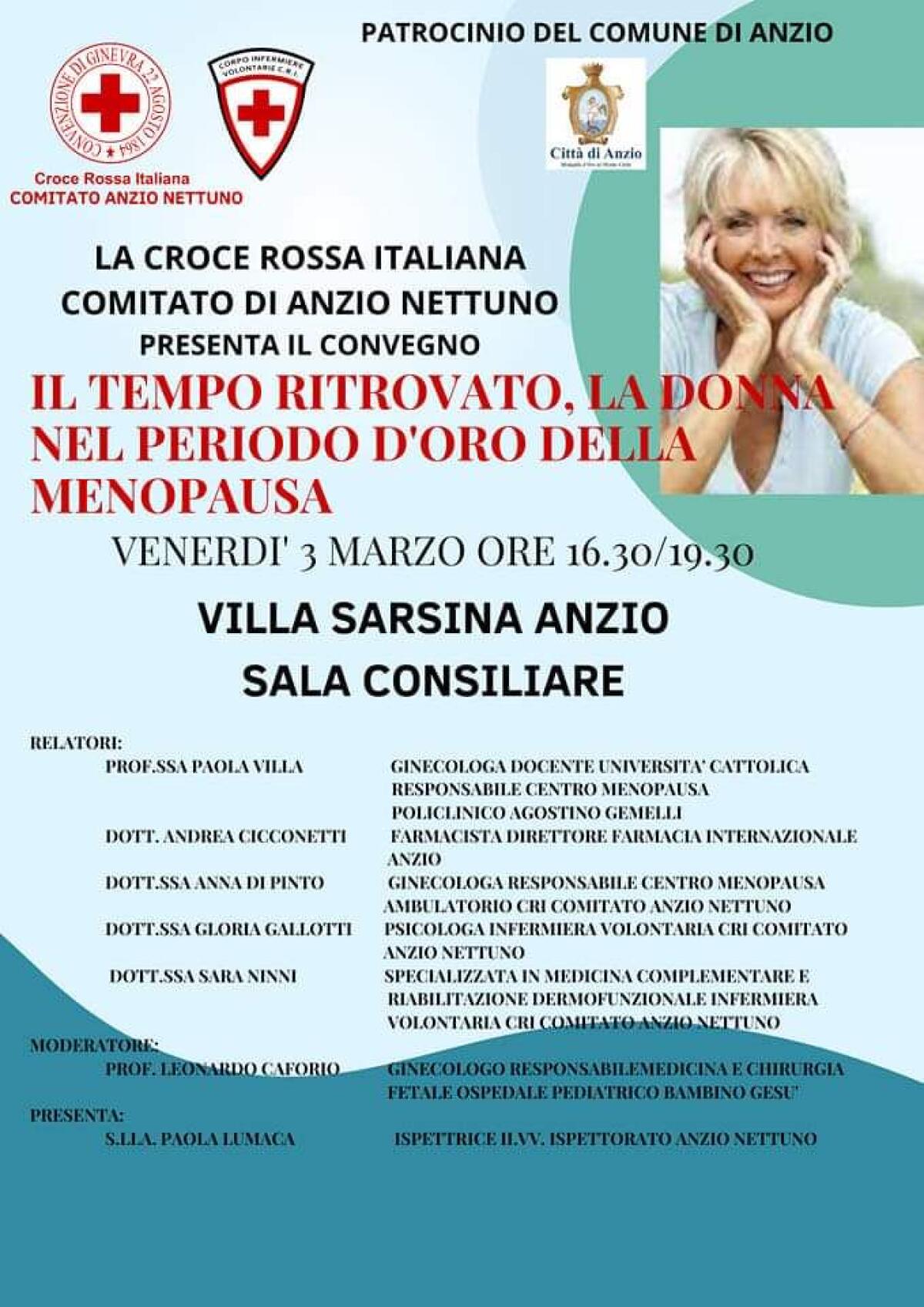 Ad Anzio il convegno medico "Il tempo ritrovato. La donna nel periodo d’oro della menopausa". - 