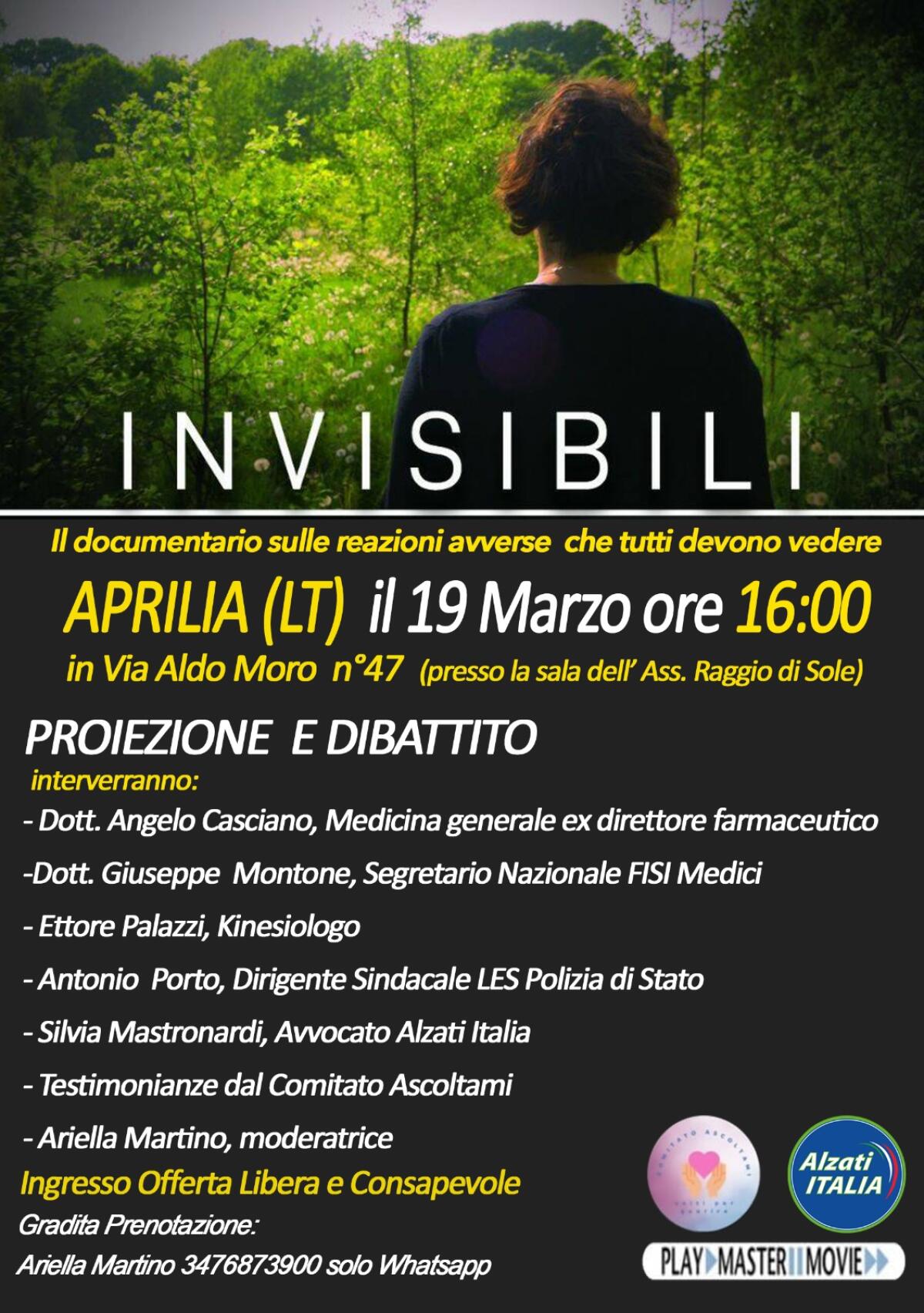 Ad Aprilia domenica 19 marzo la proiezione del documentario "Invisibili" di Paolo Cassina - 