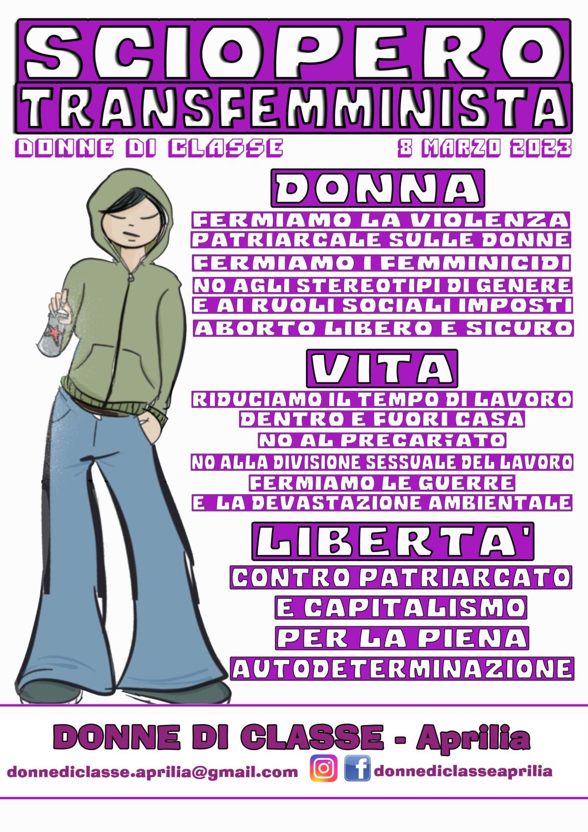 Sciopero globale transfemminista dell'8 Marzo, ad Aprilia una serata a cura del collettivo “Donne di classe”. - 