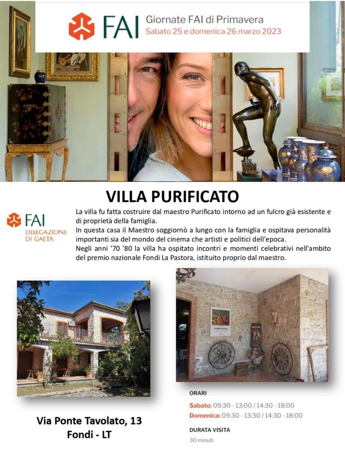Giornate del Fai, si aprono le porte di Villa Purificato a Fondi - 