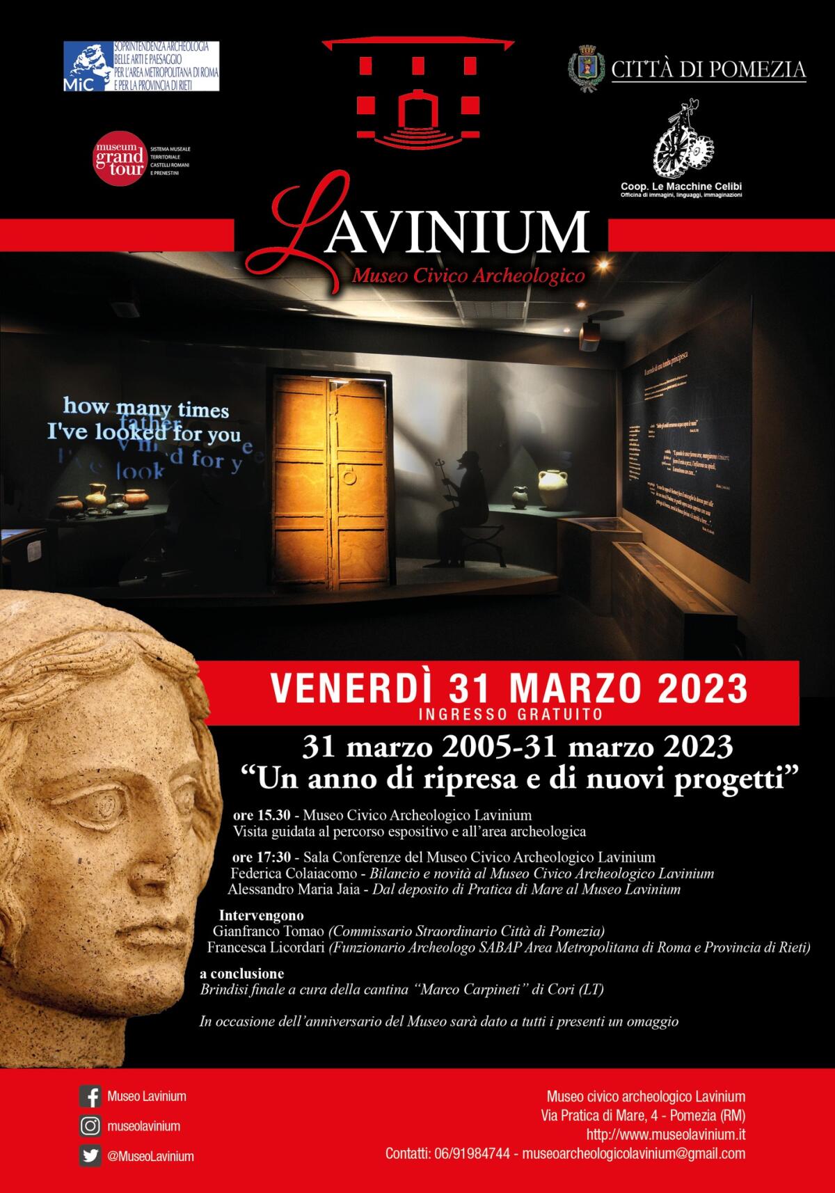 18esimo compleanno del Museo Civico Archeologico Lavinium di Pomezia: eventi ed incontri in programma. - 