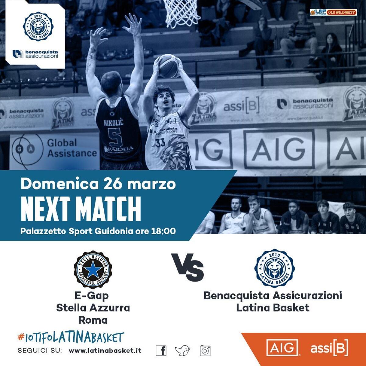 Basket Maschile A2: il Latina, ormai salvo, questa domenica affronta fuori casa la Stella Azzurra Roma. - 
