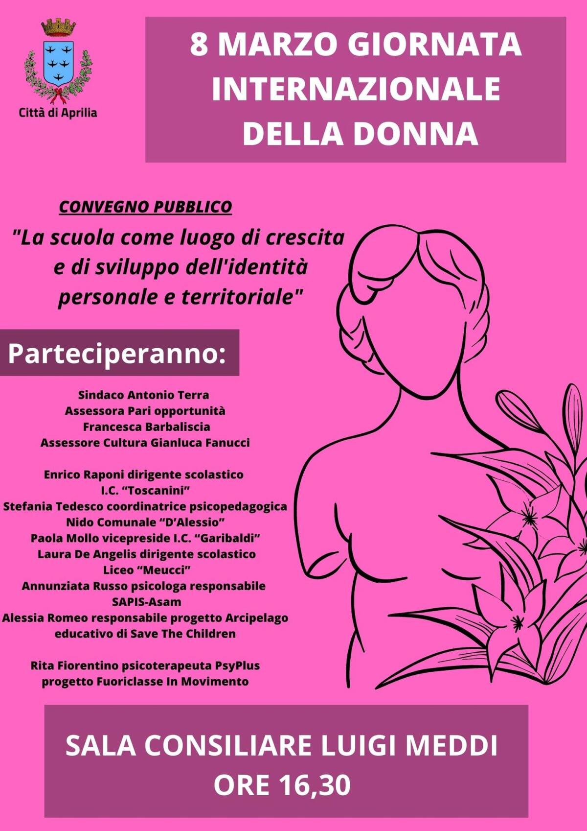 8 Marzo, ad Aprilia oggi l'intitolazione di tre aree verdi a figure femminili, poi il convegno in Aula Consiliare. - 