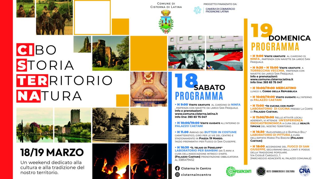 La città di Cisterna diventa l’acronimo di “Cibo, Storia, Territorio, Natura - 