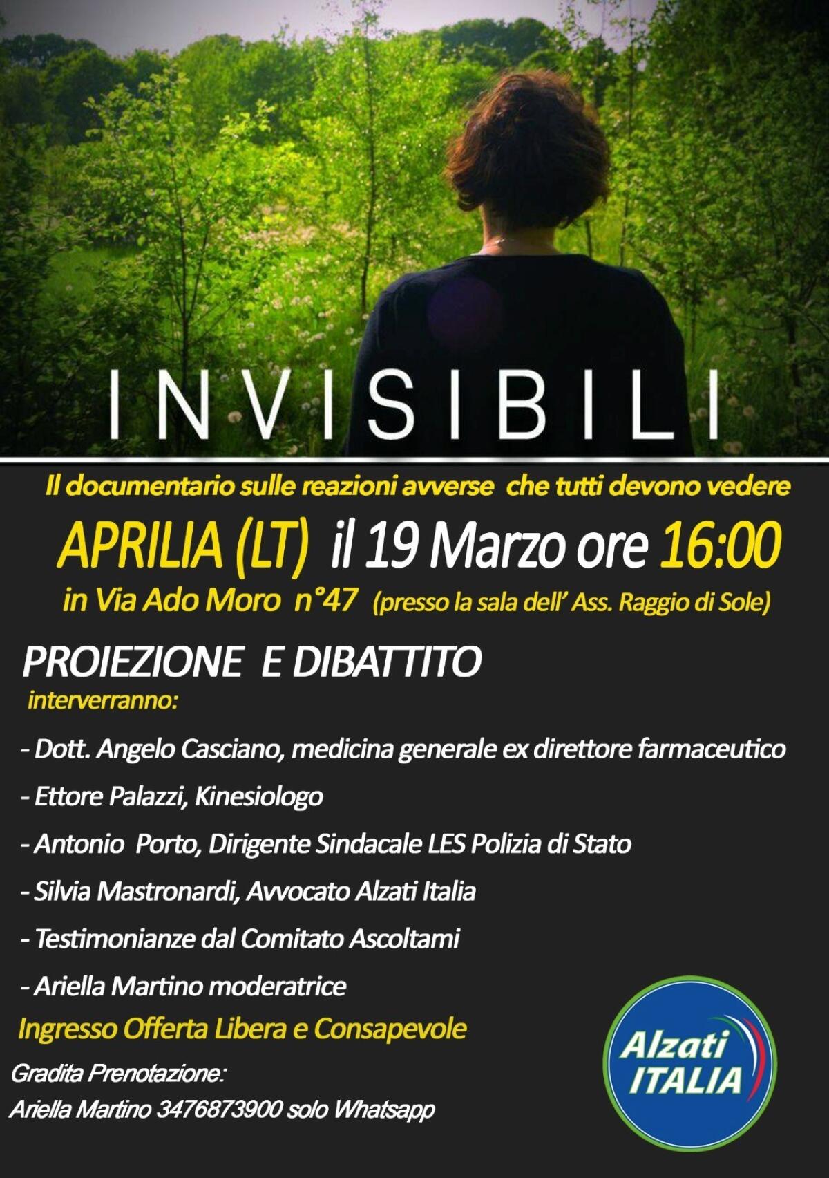 Aprilia, in programma la proiezione del documentario Invisibili di Paolo Cassina - 