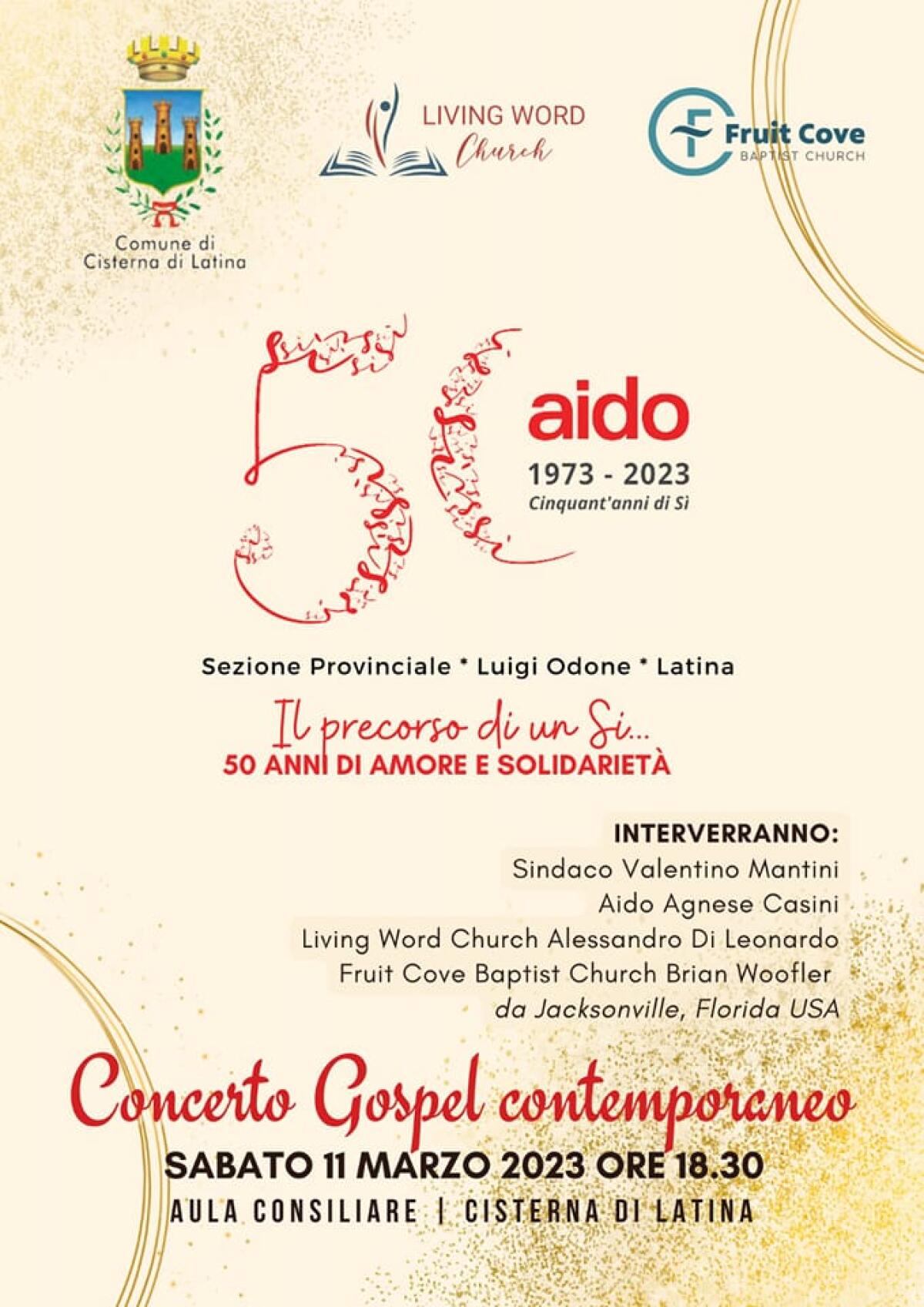 A Cisterna l'Aido festeggia 50 anni con il Gospel contemporaneo - 