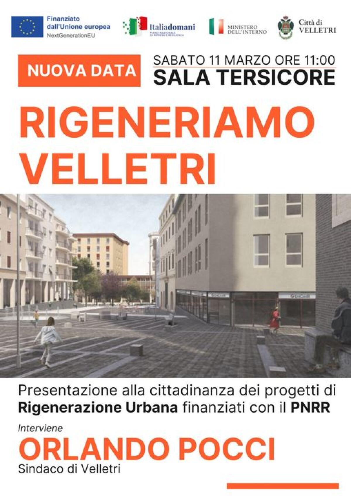 Rinviato a questo sabato l’incontro “Rigeneriamo Velletri”, per la presentazione dei progetti di Rigenerazione Urbana. - 