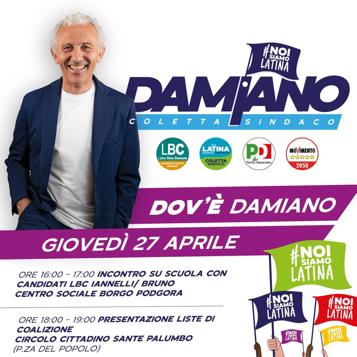 Oggi a Latina la presentazione dei candidati delle liste Lbc, M5S, Pd e Per Latina 2032 a sostegno di Damiano Coletta. - 