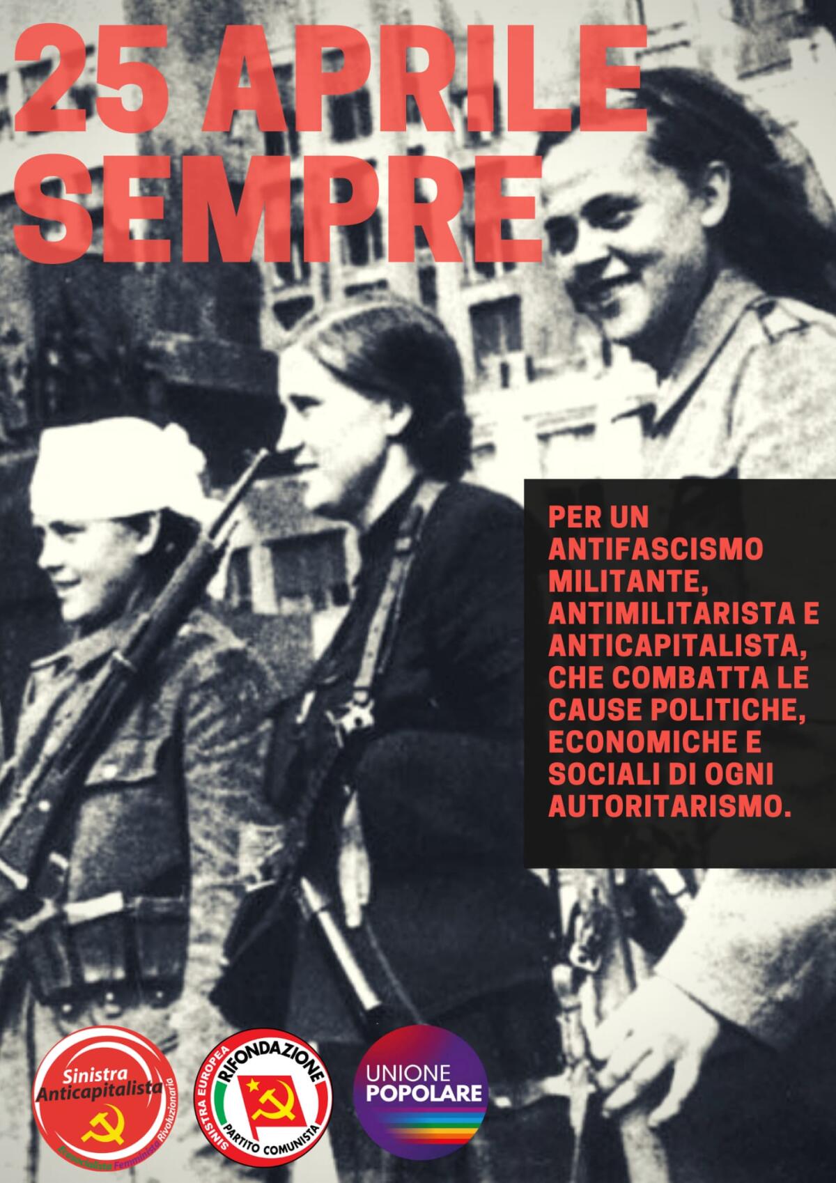25 Aprile, Sinistra Anticapitalista Aprilia, Rifondazione ed Unione Popolare alla manifestazione Anpi a Roma. - 