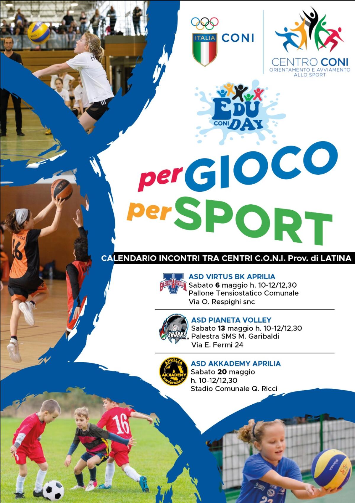 Aprilia entra nel progetto “Centri CONI, dal Gioco ai Giochi” con l’adesione di tre associazioni sportive. Ecco quali! - 