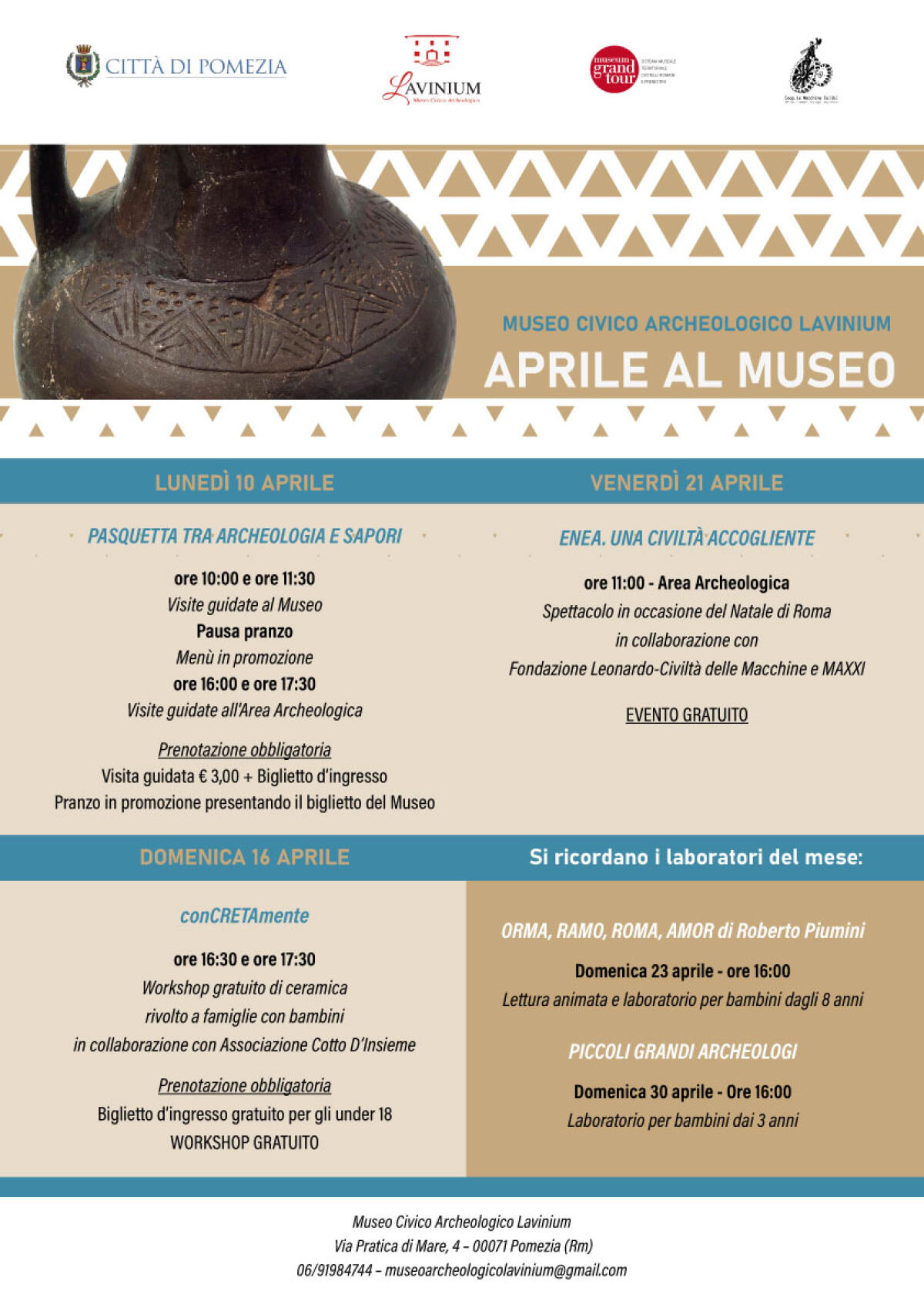 Al Museo Civico Archeologico Lavinium di Pomezia “Pasquetta tra archeologia e sapori”. - 