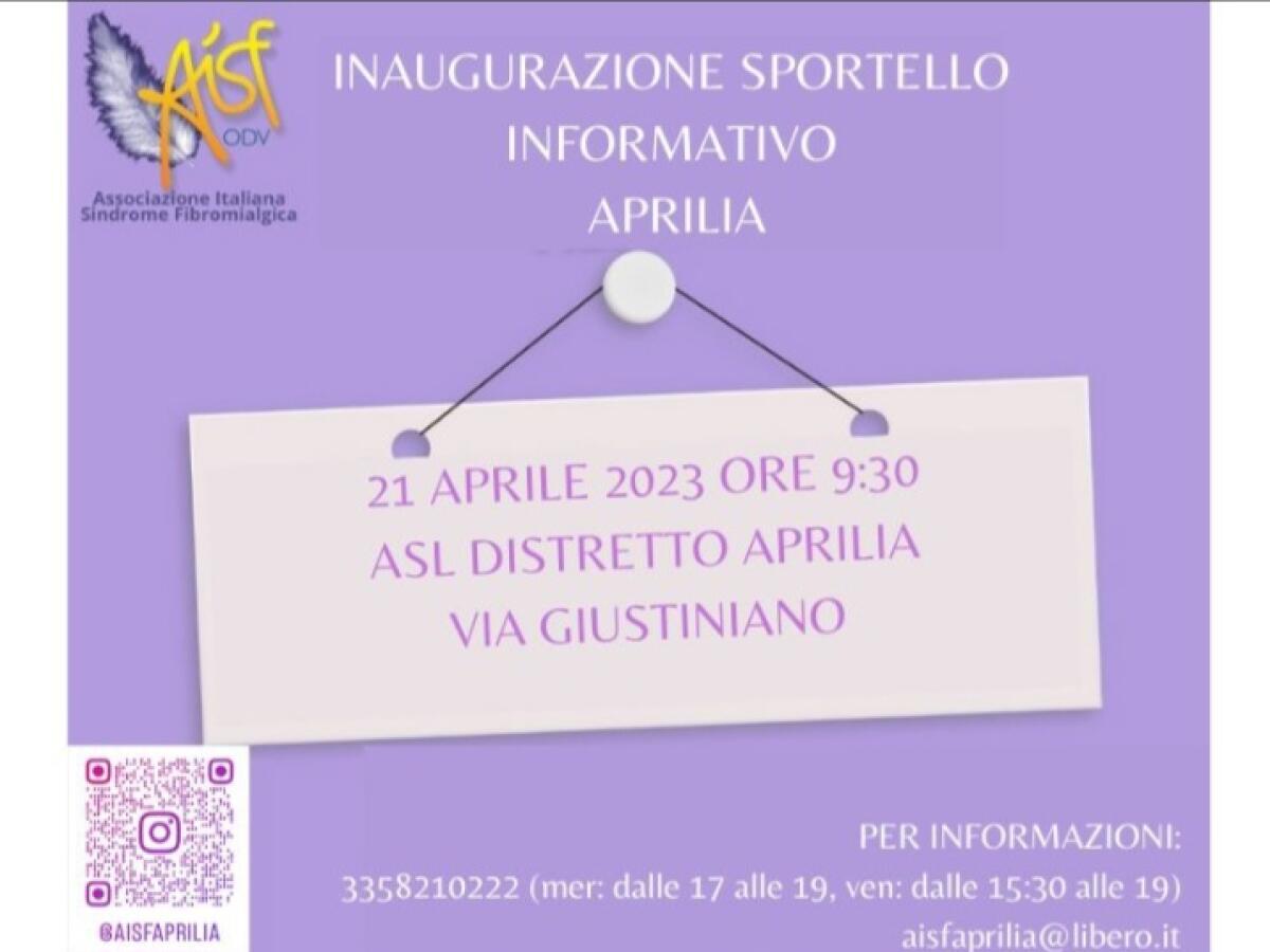 Presso l’ASL di Aprilia in via Giustiniano sarà attivato uno sportello di assistenza per la fibromialgia - 
