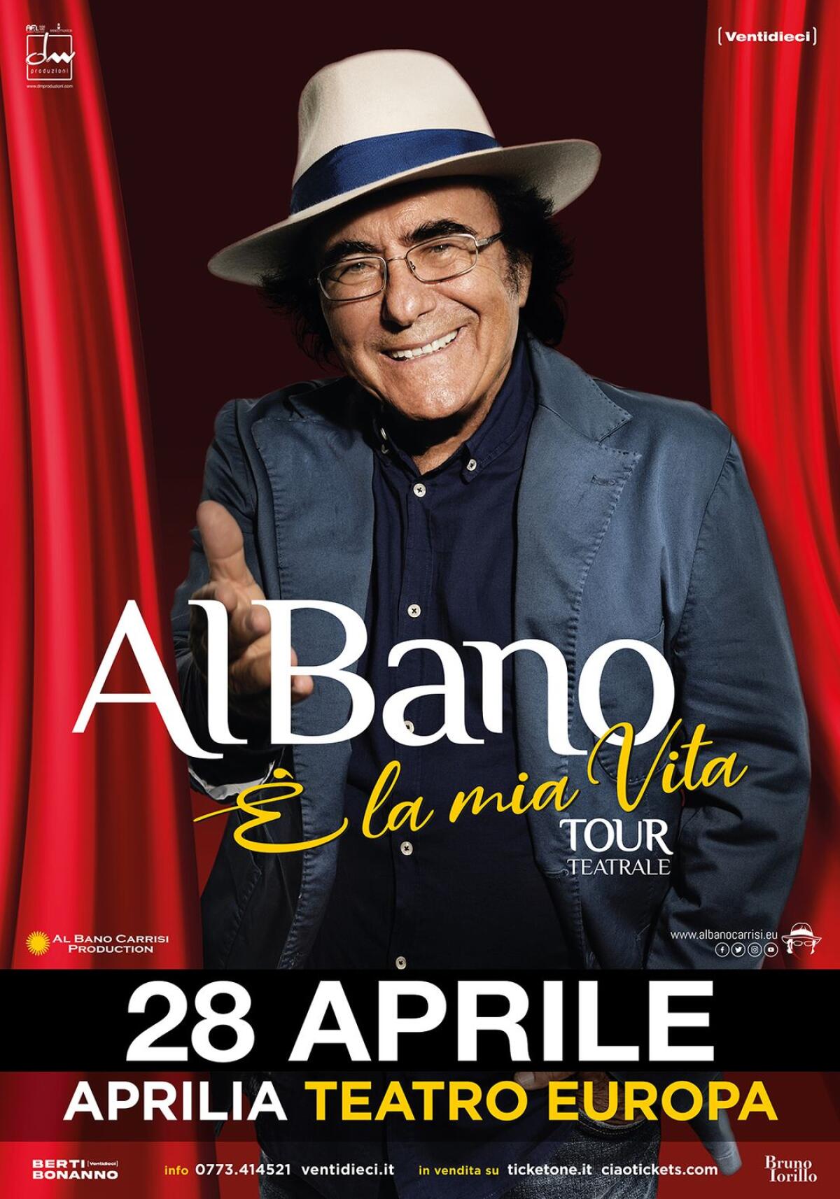 Al Bano questa sera in concerto ad Aprilia al Teatro Europa. - 